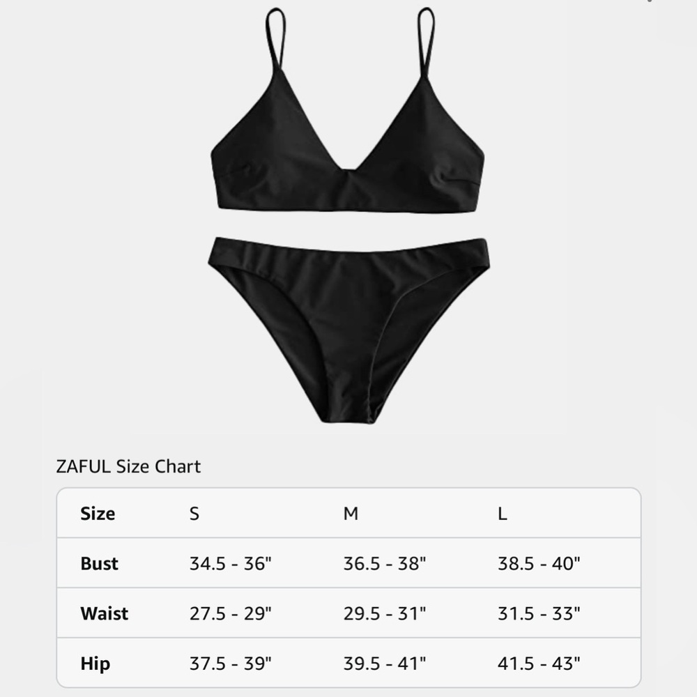 ZAFUL Women's Solid Spaghetti Strap Bralette Bikini Set Two Piece Swimsuit M - Picture 6 of 6